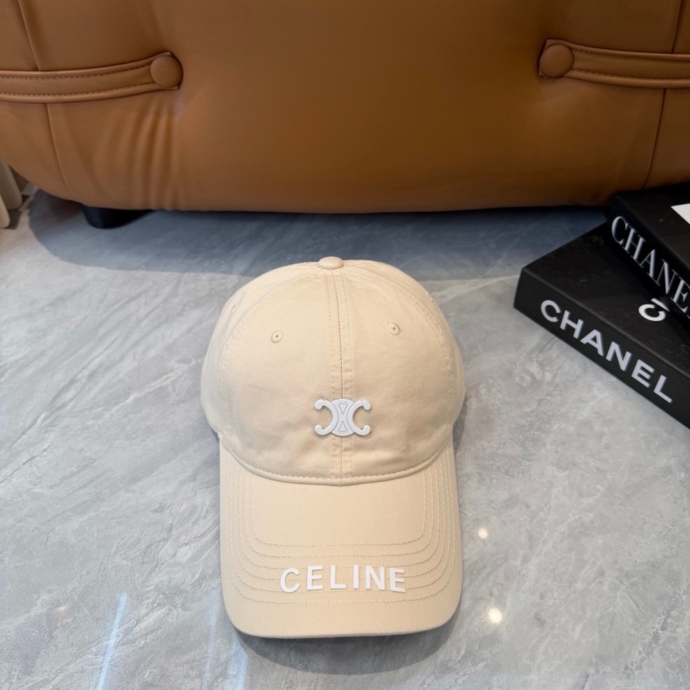 Celine Cream Logo Baseball Cap - Embroidered Branding